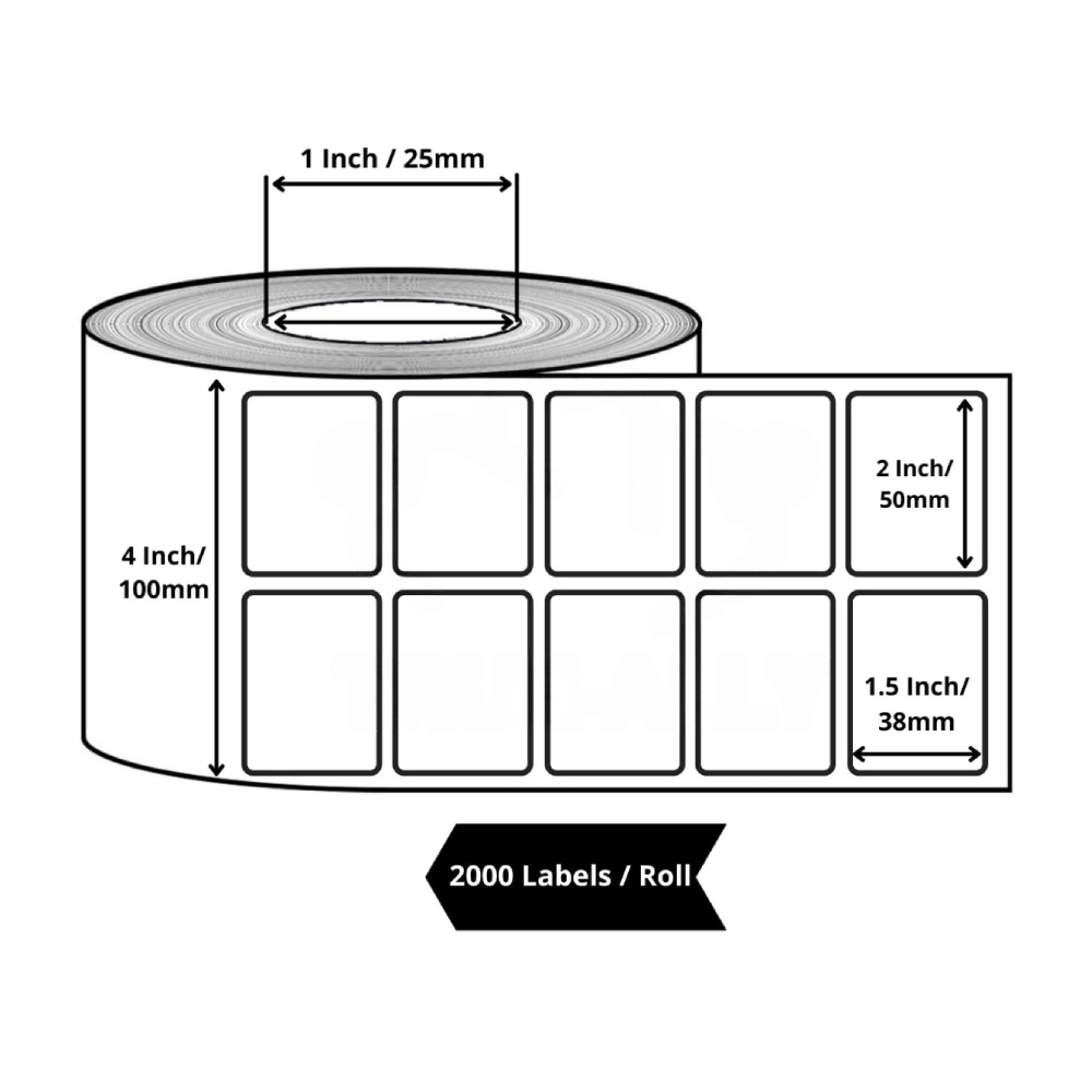Lipi Thermal Barcode Sticker Roll 50mm x 38mm (2000 Label) view 2